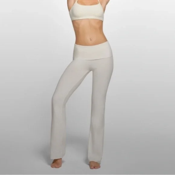 NWT SKIMS Cotton Jersey Foldover Pants -Marble Medium - Picture 1 of 11